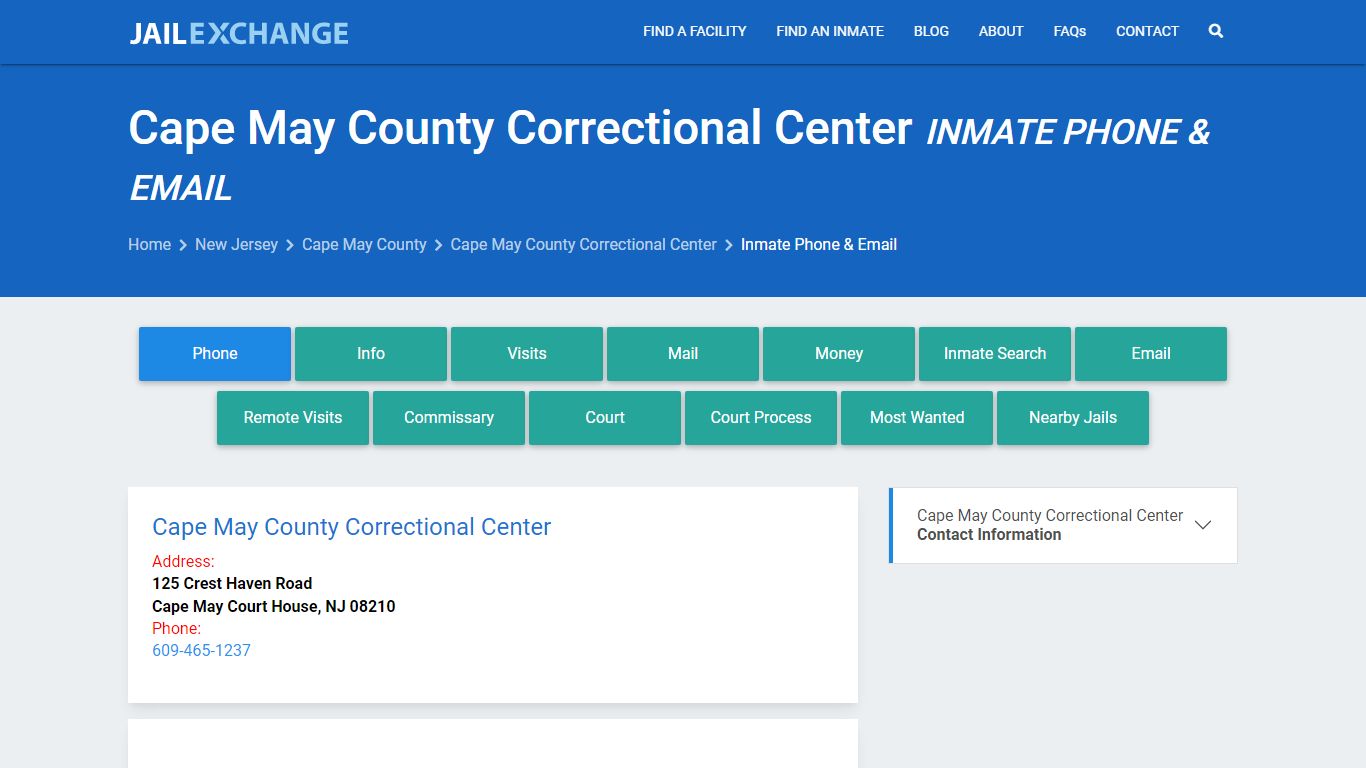 Inmate Phone - Cape May County Correctional Center, NJ - Jail Exchange